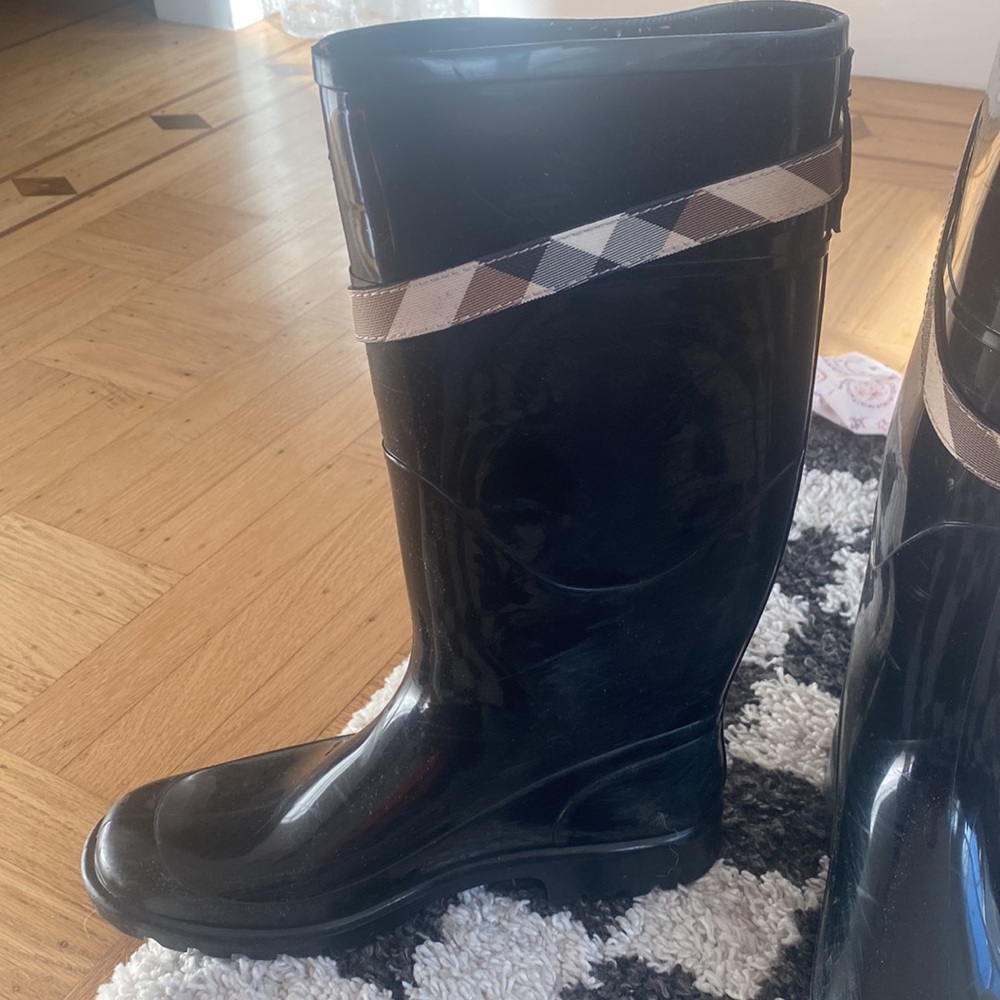 Burberry black rain boots Kenyon nova check belt - Picture 5 of 10